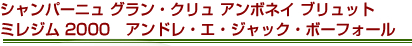 シャンパーニュ グラン・クリュ アンボネイ ブリュット ミレジム 2000 アンドレ・エ・ジャック・ボーフォール