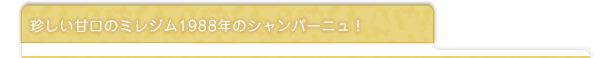 珍しい甘口のミレジム1988年のシャンパーニュ！