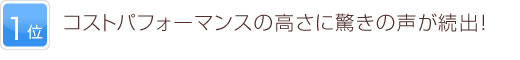 1位 コストパフォーマンスの高さに驚きの声が続出！