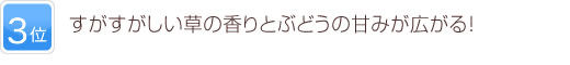 3位 すがすがしい草の香りとぶどうの甘みが広がる！