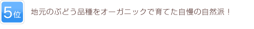 5位 地元のぶどう品種をオーガニックで育てた自慢の自然派！