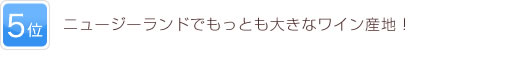 5位 ニュージーランドでもっとも大きなワイン産地！