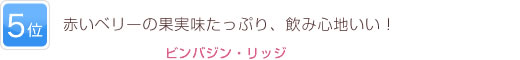 5位 赤いベリーの果実味たっぷり、飲み心地いい！