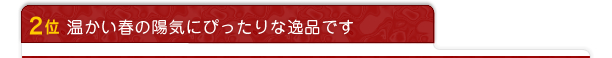 2位 温かい春の陽気にぴったりな逸品です